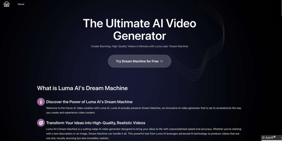 Luma AI Video Generator Free Online by Dream Machine AI Tool Reviews,  Alternatives, Features, Pricing - AI Zones